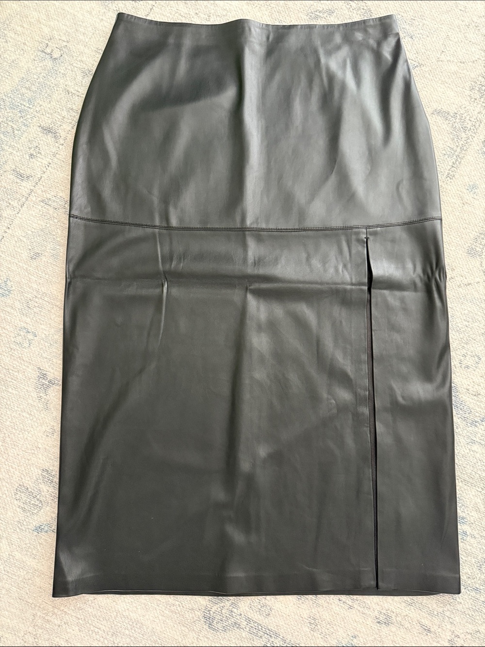 Z Supply Metropolitan Black Faux Leather Pencil Skirt with Side Slit